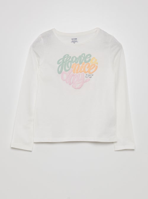 T-shirt estampada de manga comprida - Kiabi