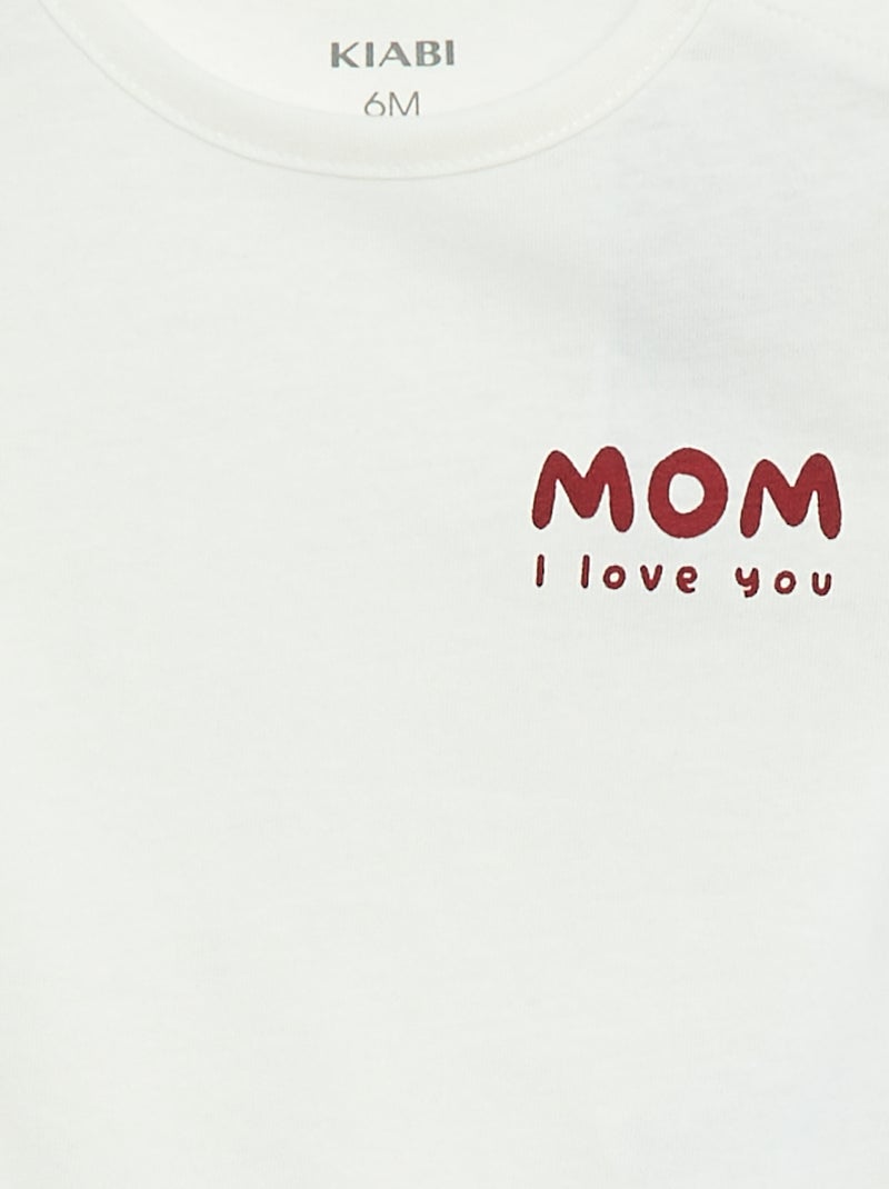 T-shirt estampada de manga comprida Branco - Kiabi