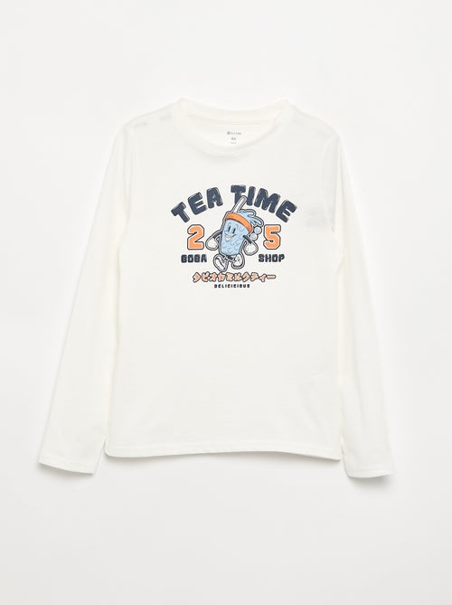 T-shirt estampada de manga comprida - Kiabi