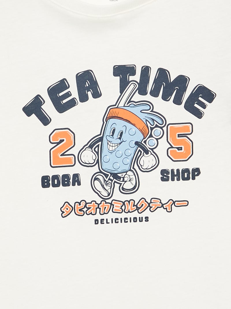 T-shirt estampada de manga comprida Branco - Kiabi