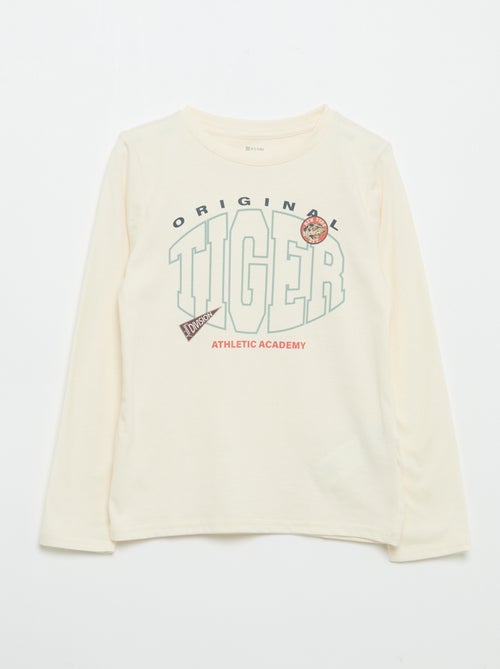 T-shirt estampada de manga comprida - Kiabi