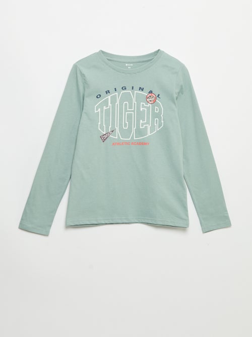 T-shirt estampada de manga comprida - Kiabi
