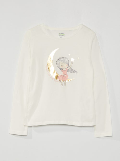 T-shirt estampada de manga comprida - Kiabi