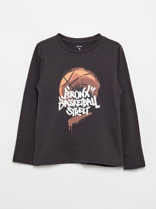T-shirt estampada de manga comprida - Kiabi
