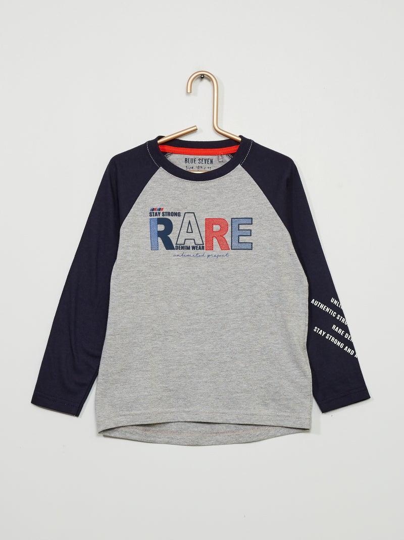 T-shirt estampada de manga comprida CINZA - Kiabi