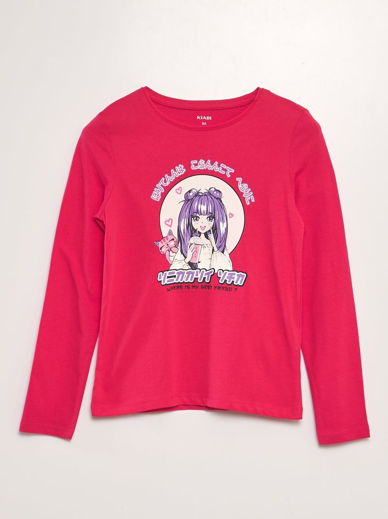 T-shirt estampada de manga comprida ROSA - Kiabi