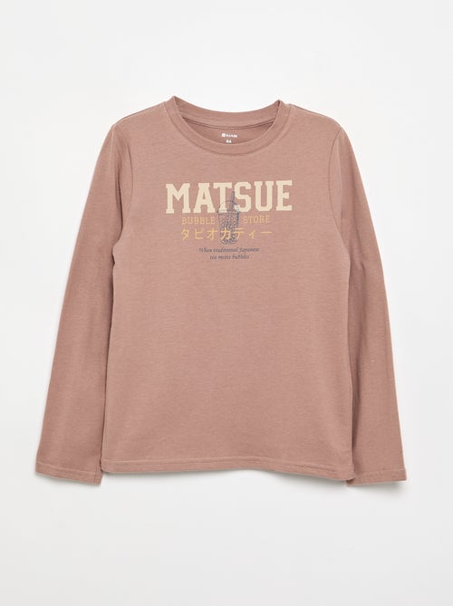 T-shirt estampada de manga comprida - Kiabi