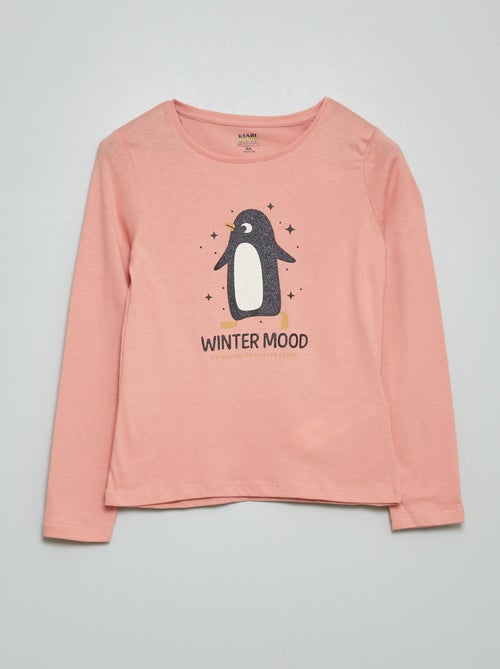 T-shirt estampada de manga comprida - Kiabi