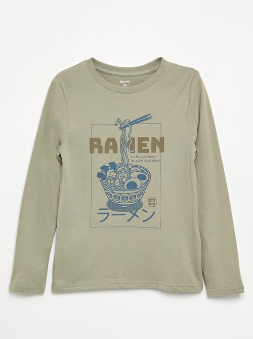 T-shirt estampada de manga comprida - Kiabi
