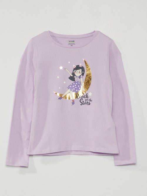 T-shirt estampada de manga comprida - Kiabi