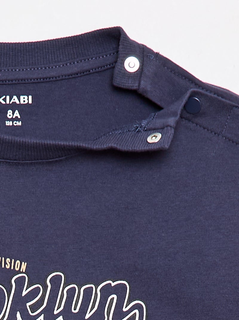 T-shirt estampada de manga curta - Coleção fácil de vestir Azul - Kiabi