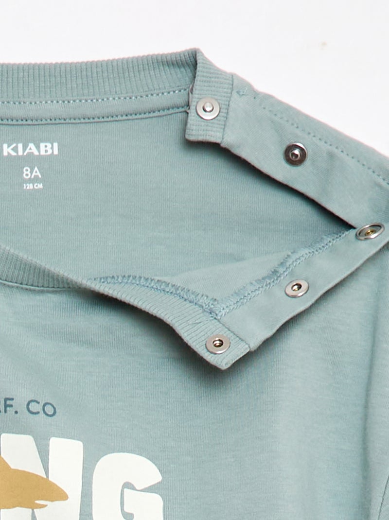 T-shirt estampada de manga curta - Coleção fácil de vestir Azul - Kiabi