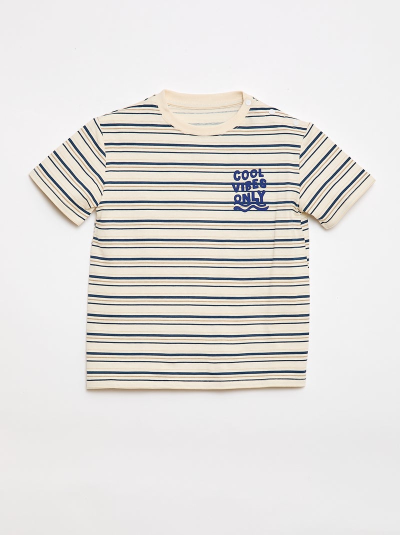 T-shirt estampada de manga curta - Coleção fácil de vestir Bege - Kiabi