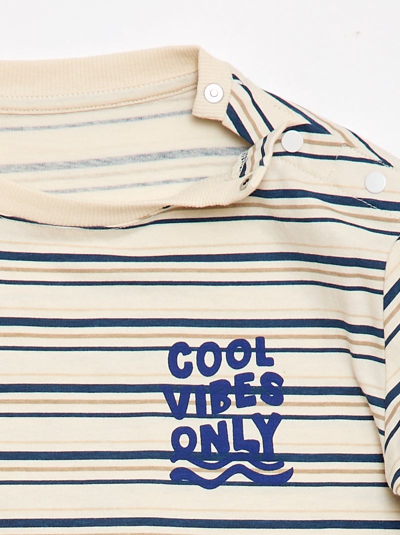 T-shirt estampada de manga curta - Coleção fácil de vestir Bege - Kiabi