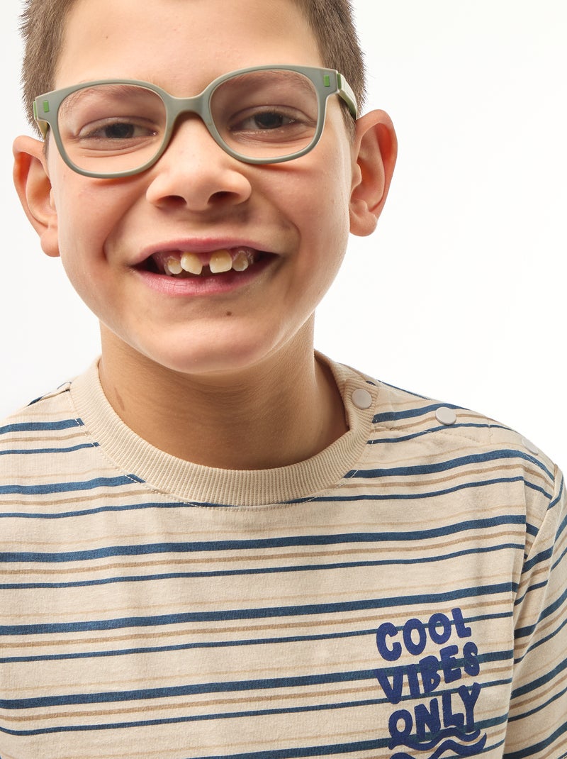 T-shirt estampada de manga curta - Coleção fácil de vestir Bege - Kiabi