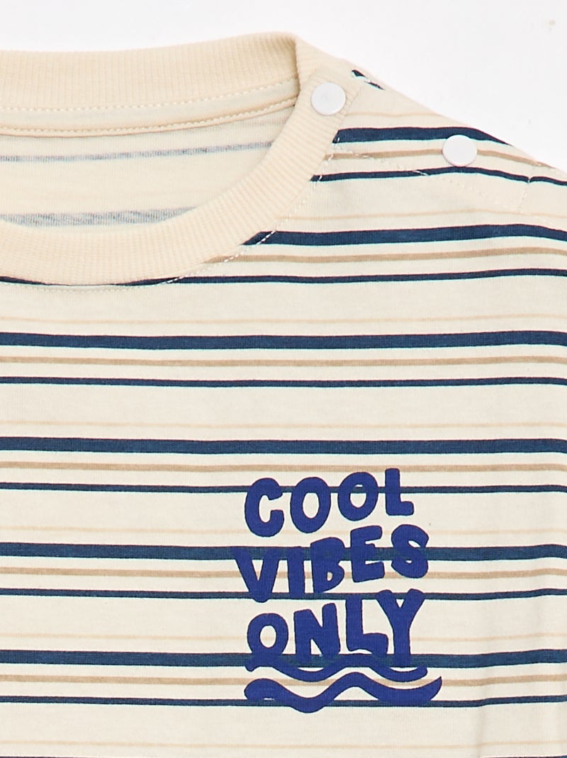 T-shirt estampada de manga curta - Coleção fácil de vestir Bege - Kiabi