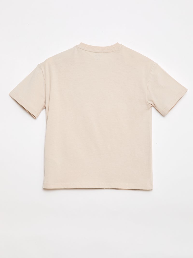 T-shirt estampada de manga curta - Coleção fácil de vestir Bege - Kiabi