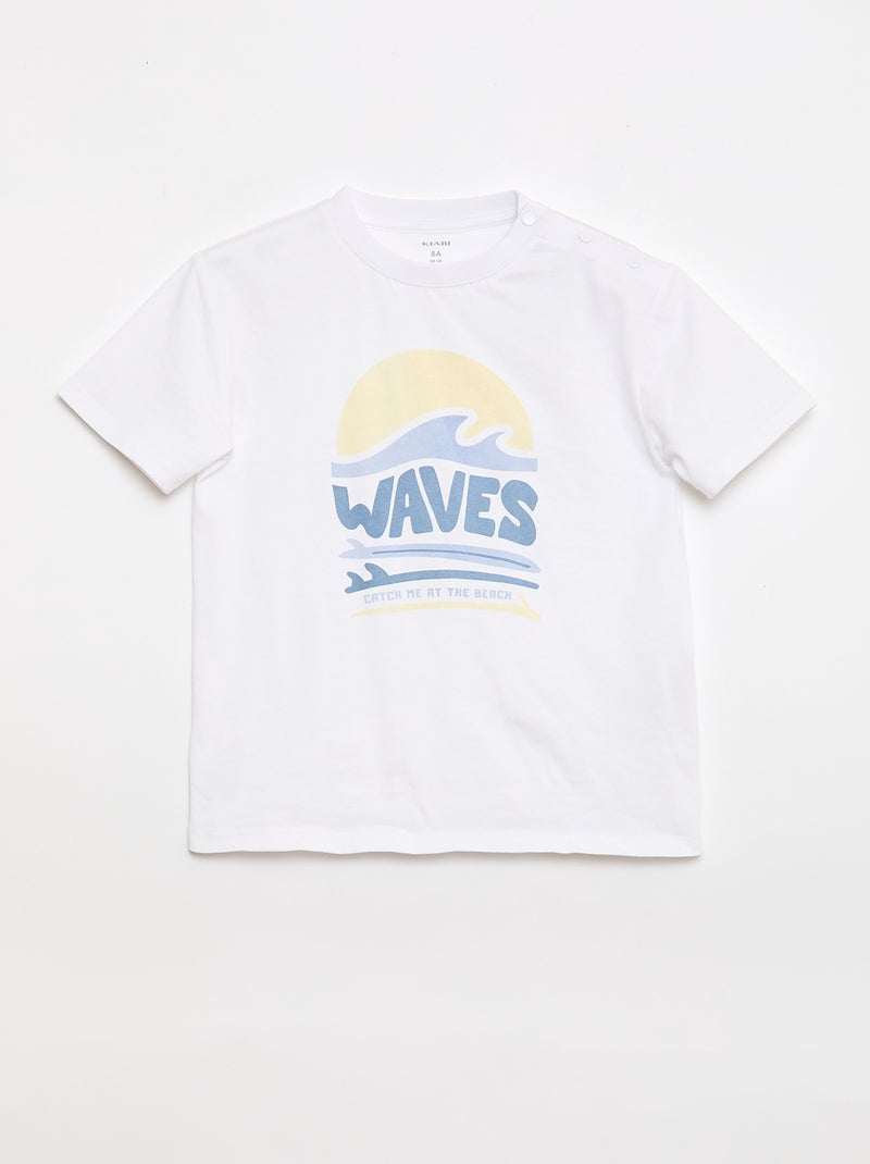 T-shirt estampada de manga curta - Coleção fácil de vestir Branco - Kiabi