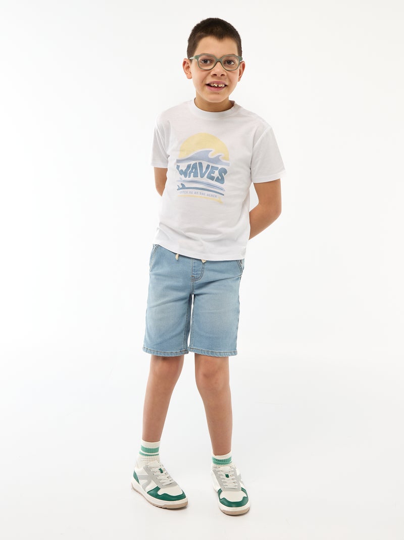 T-shirt estampada de manga curta - Coleção fácil de vestir Branco - Kiabi