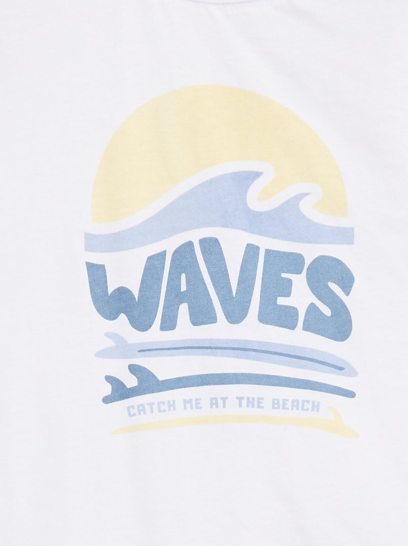 T-shirt estampada de manga curta - Coleção fácil de vestir Branco - Kiabi