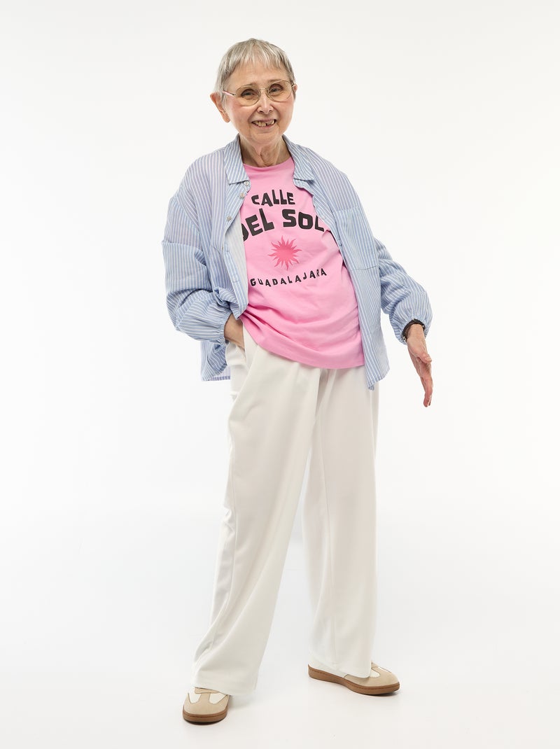 T-shirt estampada de manga curta - coleção fácil de vestir Rosa - Kiabi