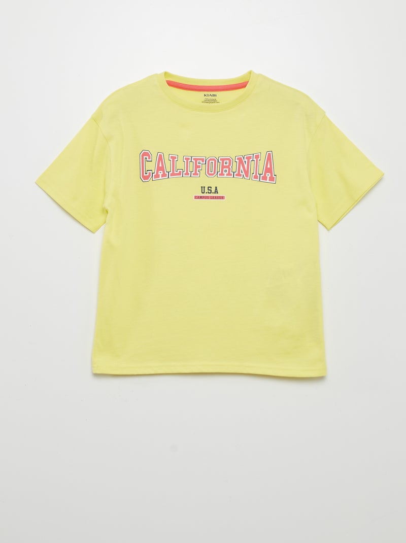 T-shirt estampada de manga curta AMARELO - Kiabi