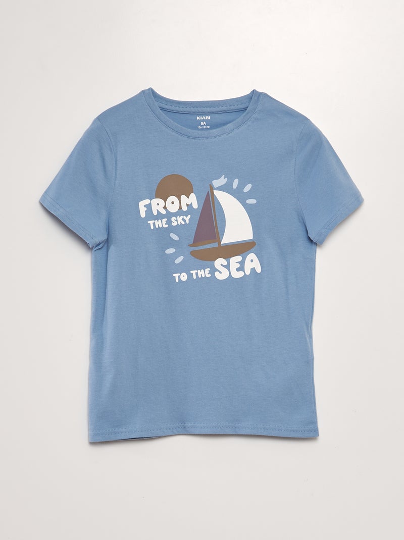 T-shirt estampada de manga curta AZUL - Kiabi