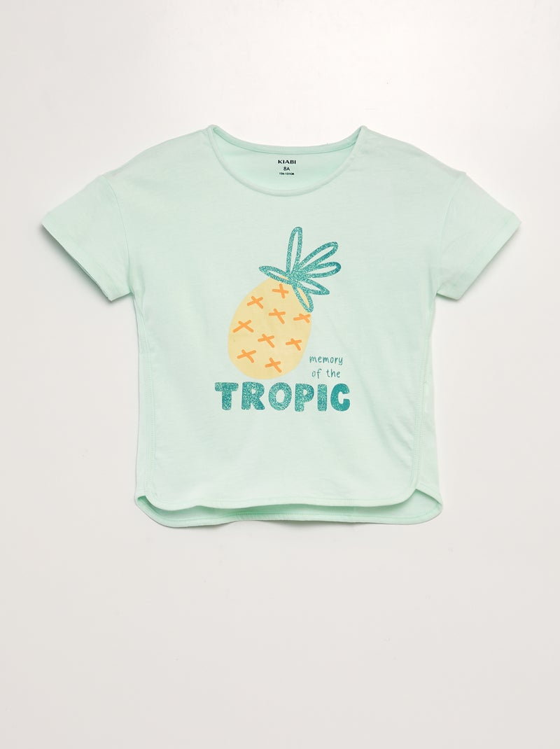T-shirt estampada de manga curta AZUL - Kiabi
