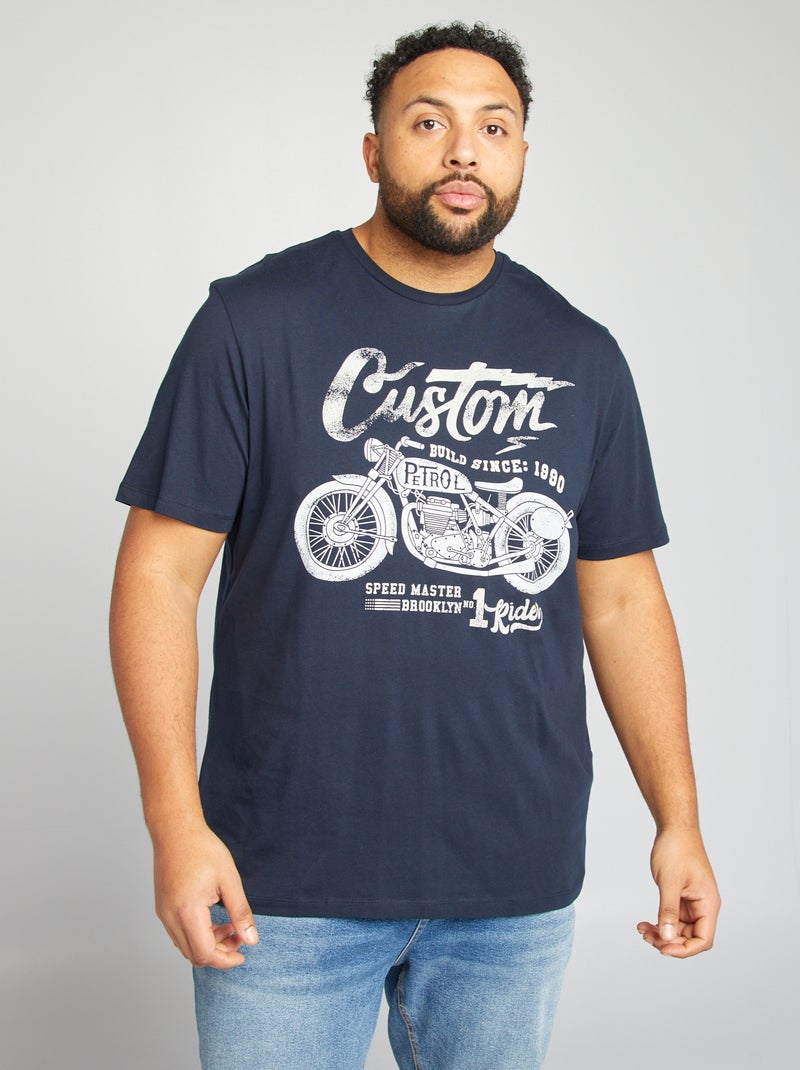 T-shirt estampada de manga curta AZUL - Kiabi