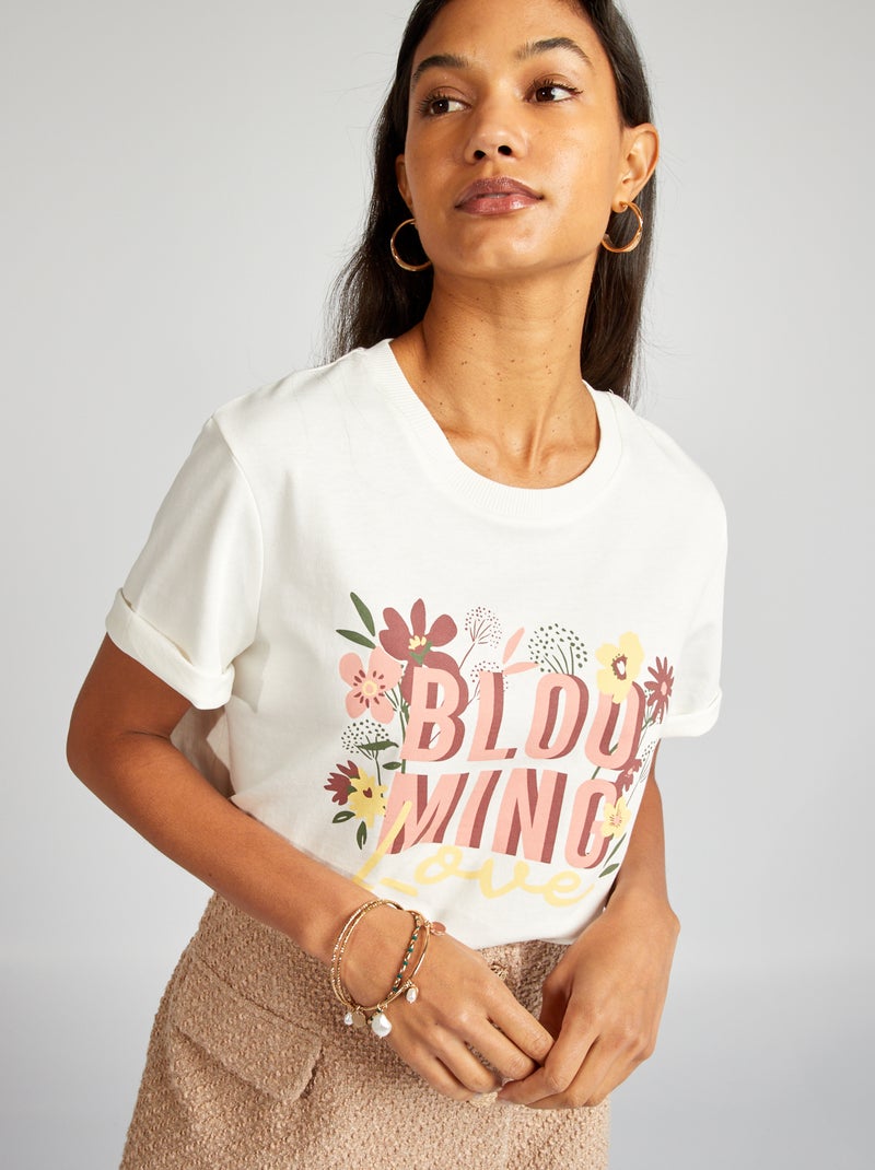 T-shirt estampada de manga curta BRANCO - Kiabi