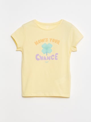 T-shirt estampada de manga curta com gola redonda