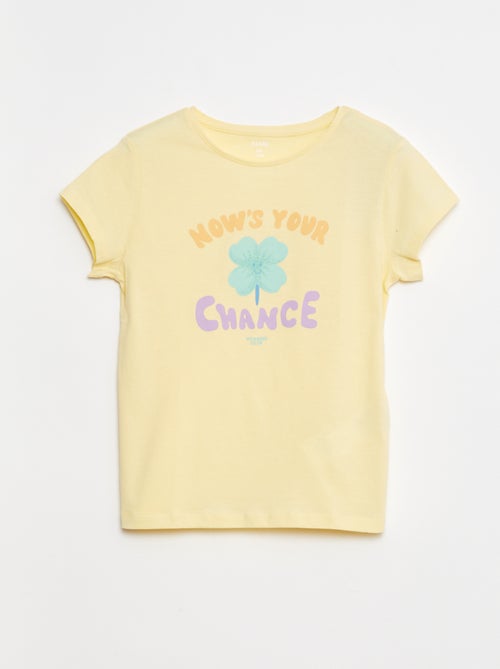 T-shirt estampada de manga curta com gola redonda - Kiabi