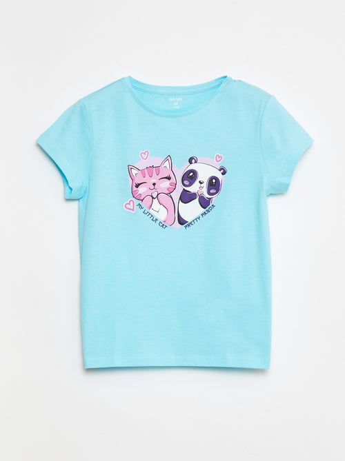 T-shirt estampada de manga curta com gola redonda - Kiabi