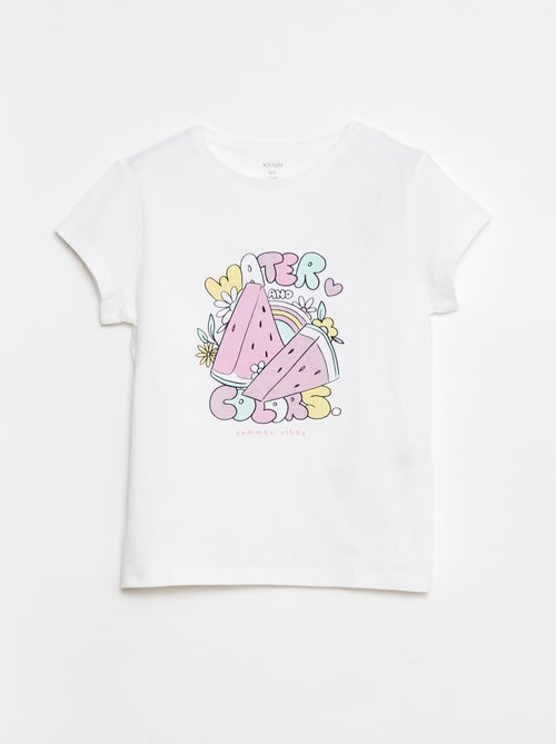 T-shirt estampada de manga curta com gola redonda - Kiabi