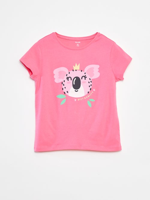 T-shirt estampada de manga curta com gola redonda - Kiabi