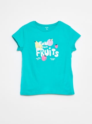 T-shirt estampada de manga curta com gola redonda