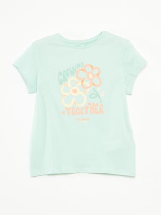 T-shirt estampada de manga curta com gola redonda
