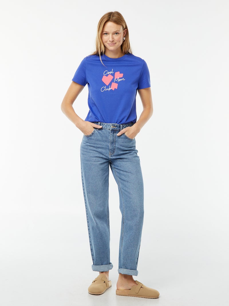 T-shirt estampada de manga curta 'Dia da Mãe' AZUL - Kiabi