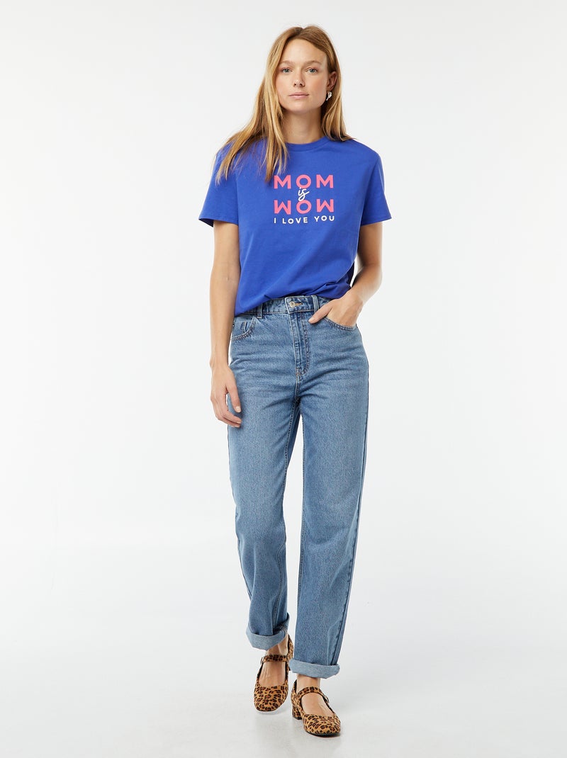 T-shirt estampada de manga curta 'Dia da Mãe' AZUL - Kiabi