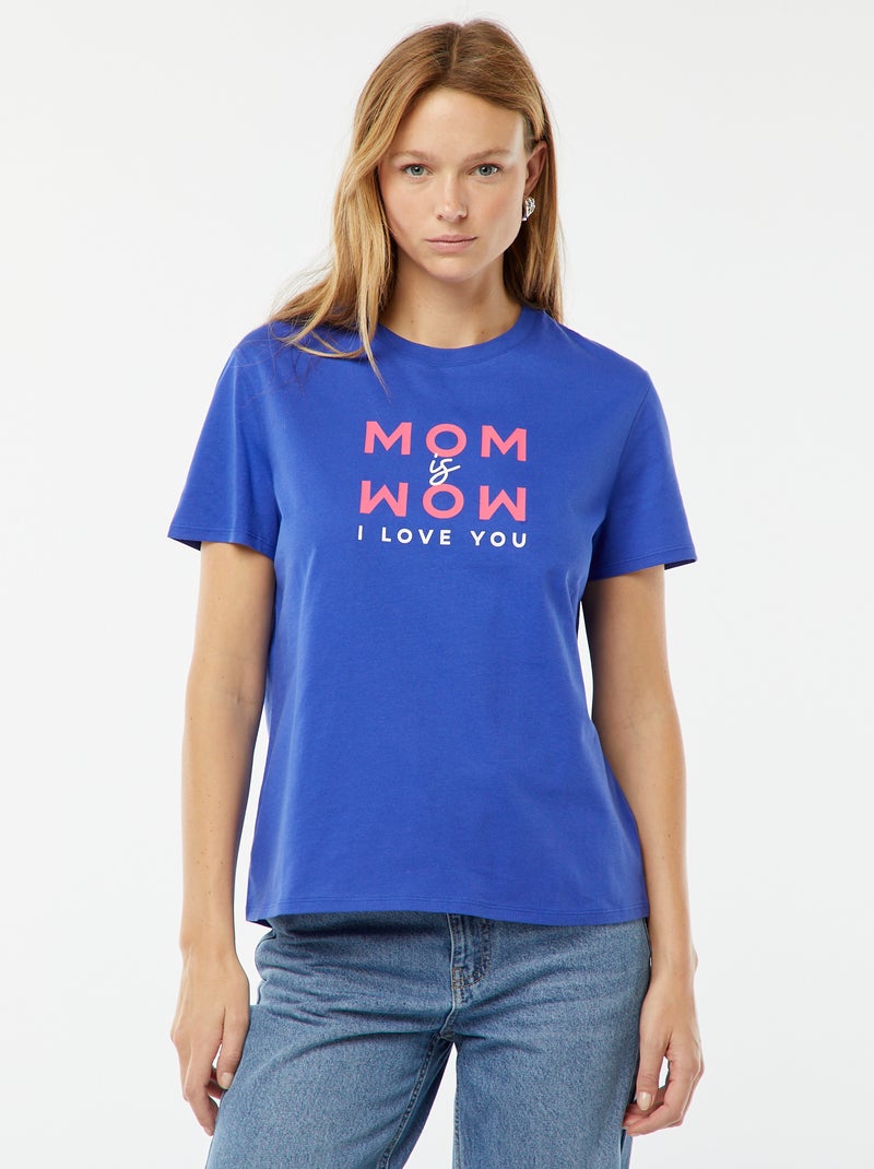 T-shirt estampada de manga curta 'Dia da Mãe' AZUL - Kiabi