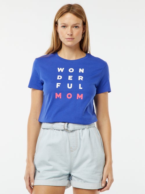 T-shirt estampada de manga curta 'Dia da Mãe' - Kiabi