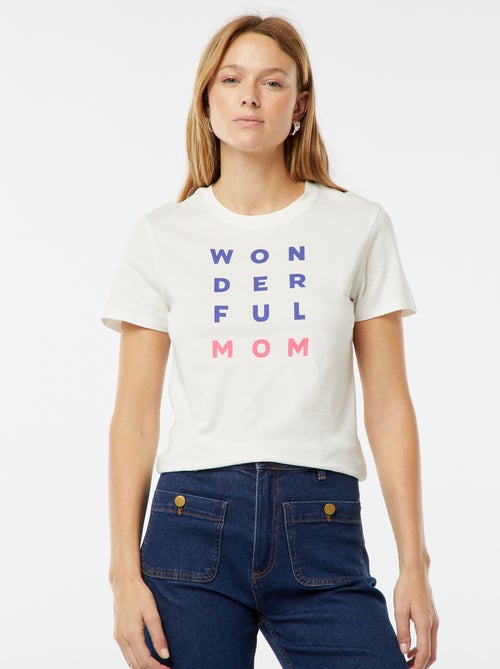T-shirt estampada de manga curta 'Dia da Mãe' - Kiabi