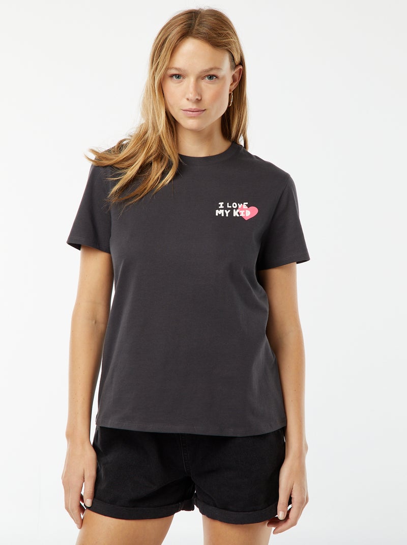 T-shirt estampada de manga curta 'Dia da Mãe' CINZA - Kiabi