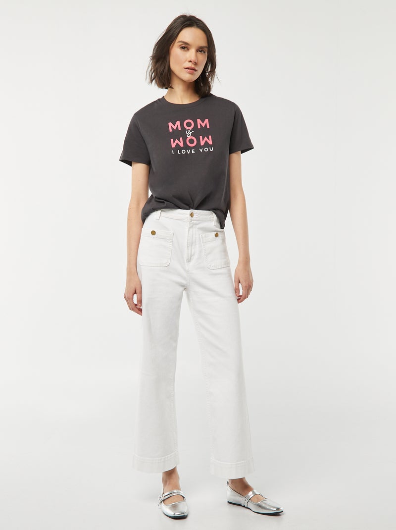 T-shirt estampada de manga curta 'Dia da Mãe' CINZA - Kiabi