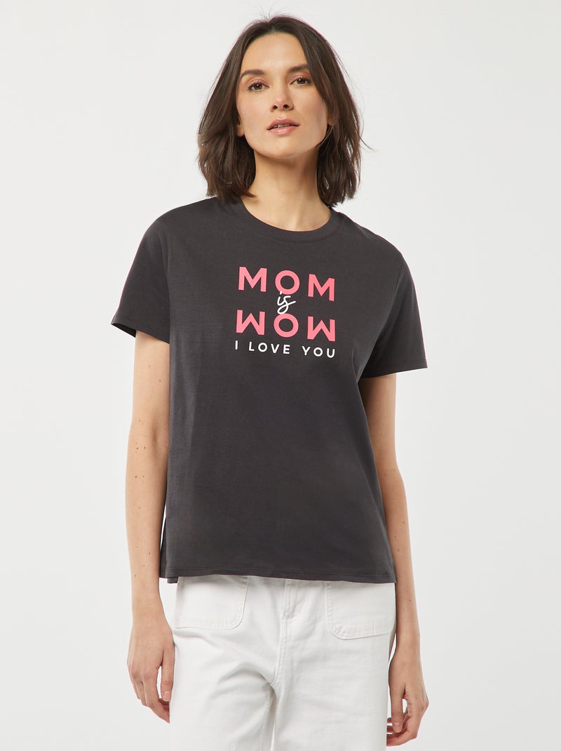 T-shirt estampada de manga curta 'Dia da Mãe' CINZA - Kiabi