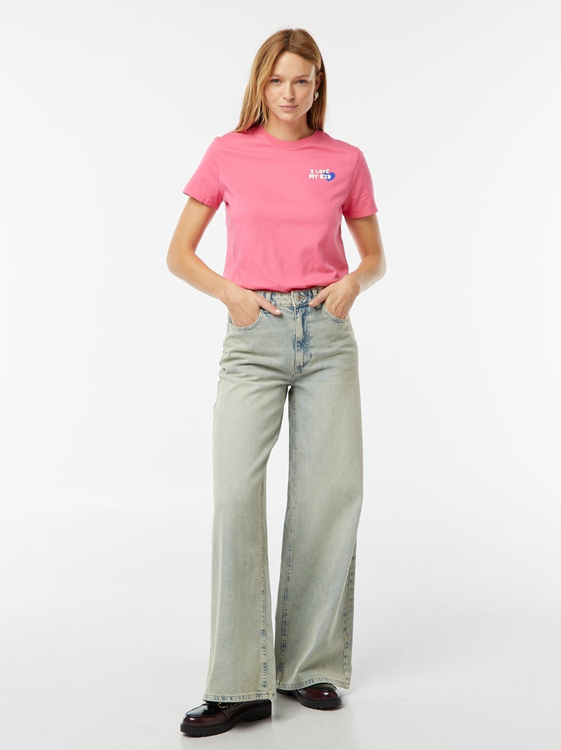 T-shirt estampada de manga curta 'Dia da Mãe' ROSA - Kiabi