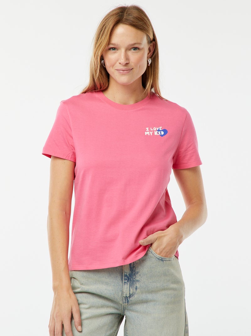 T-shirt estampada de manga curta 'Dia da Mãe' ROSA - Kiabi