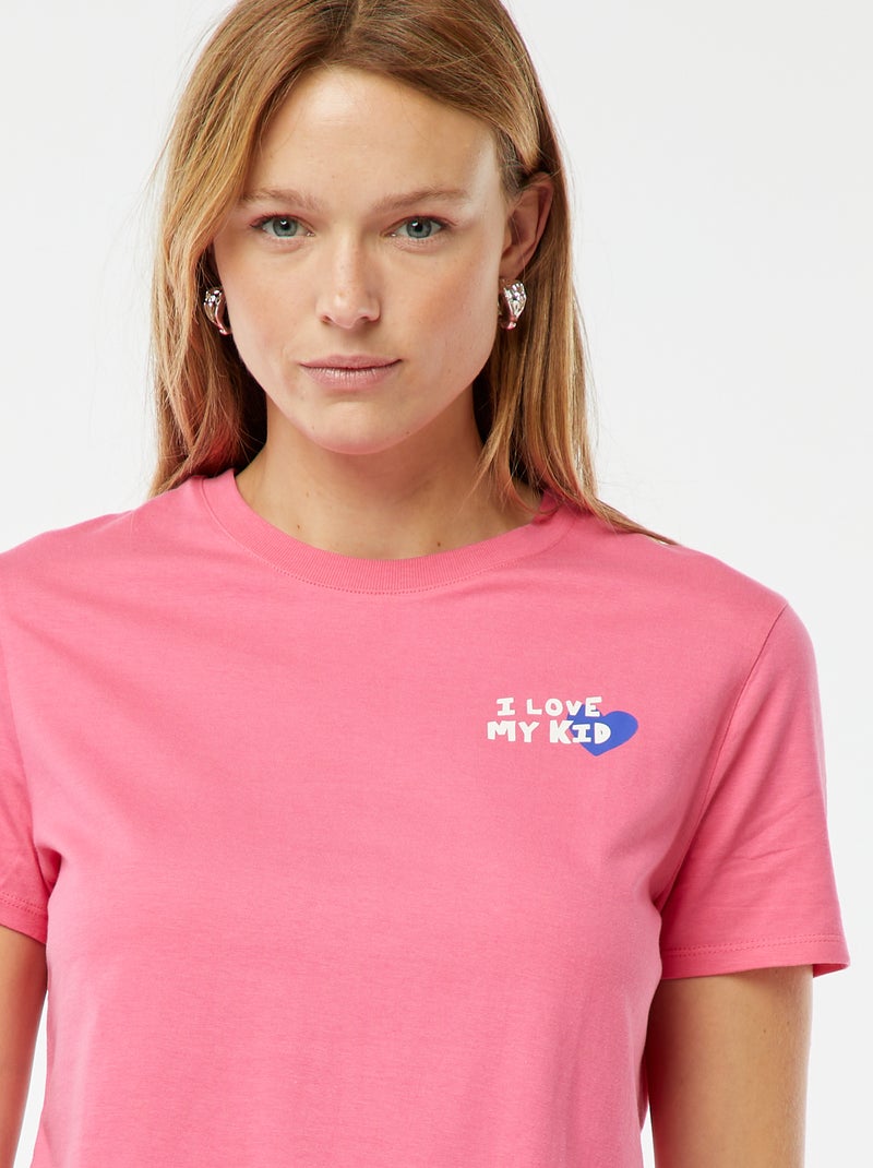 T-shirt estampada de manga curta 'Dia da Mãe' ROSA - Kiabi