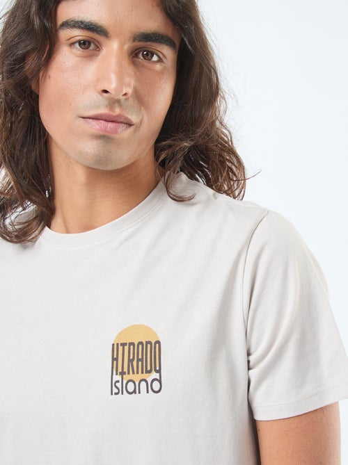 T-shirt estampada de manga curta e gola redonda - Kiabi