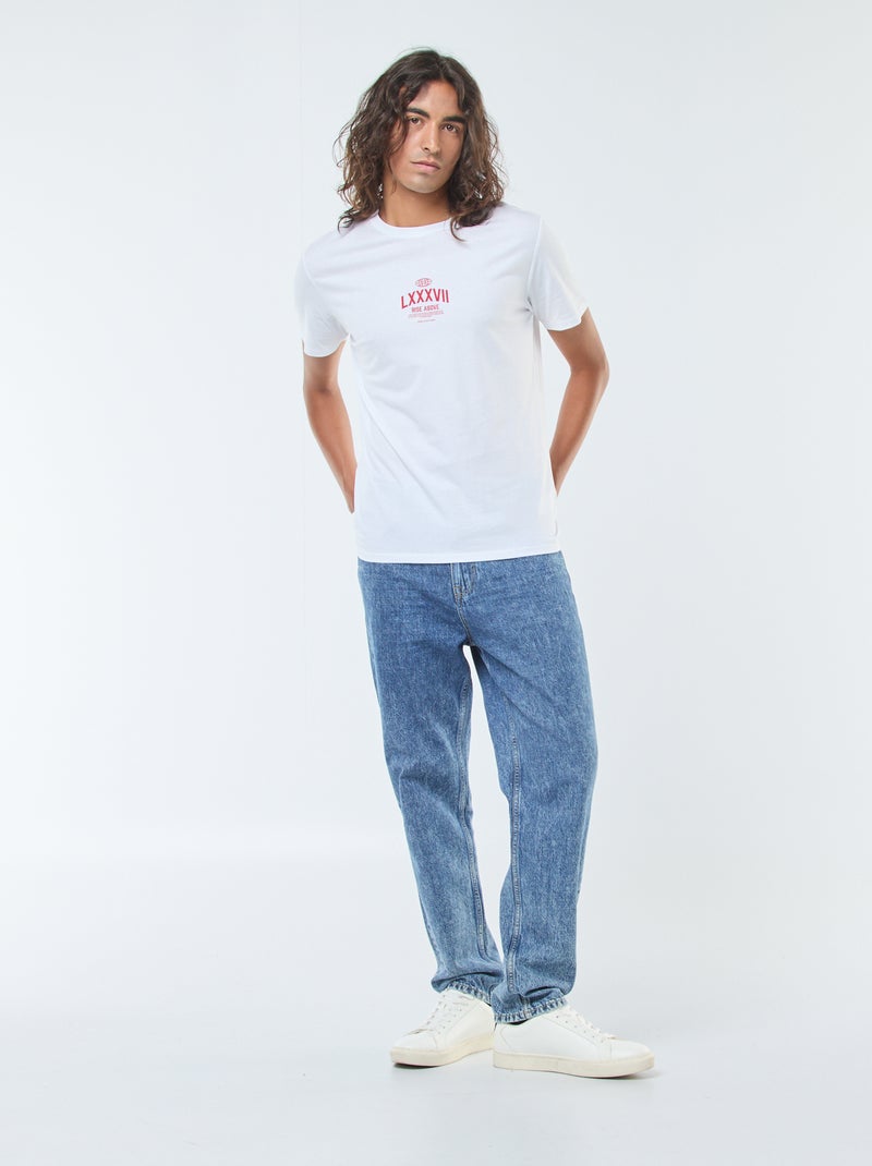 T-shirt estampada de manga curta e gola redonda Branco - Kiabi